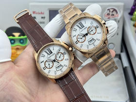 NOOB official➕卡地亚 卡历博系列原版进口纯进口9100机，卡地亚标志陀片，具备月份，星期，日期等各种实用功能显示。原装精钢折叠表扣设计（上光下砂），蓝宝石水晶镜面，高雅别致，超A品质❕❕