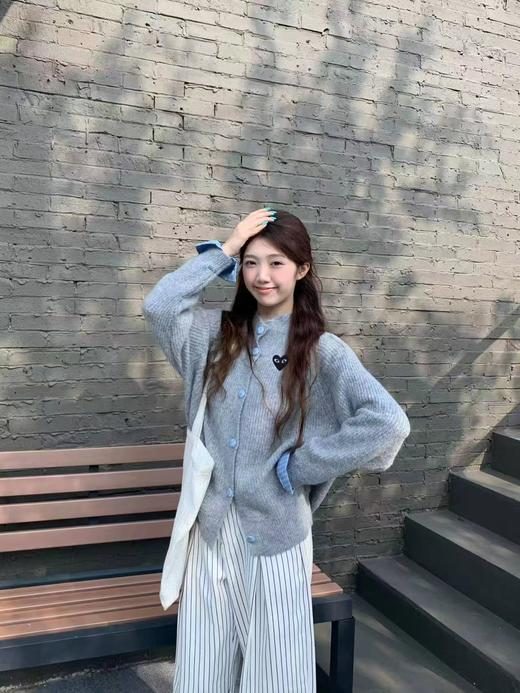 F020548自带温柔的肌理感灰色立领针织开衫 商品图6
