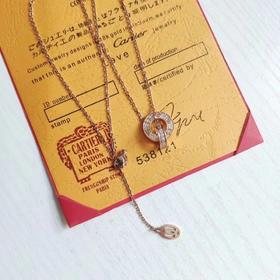 F020518满满的锆钻闪闪发光满钻双环圆饼项链