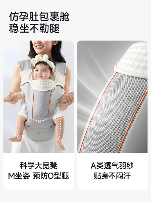 【春日趣玩FUN】曼龙mloong羽态腰凳婴儿背带二合一宝宝轻便透气四季两用多功能抱娃外出神器 商品图3