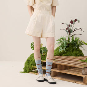 谜底花苞型短裤2026年春季新品爱心卷边橡筋腰头裤子女261MK0253