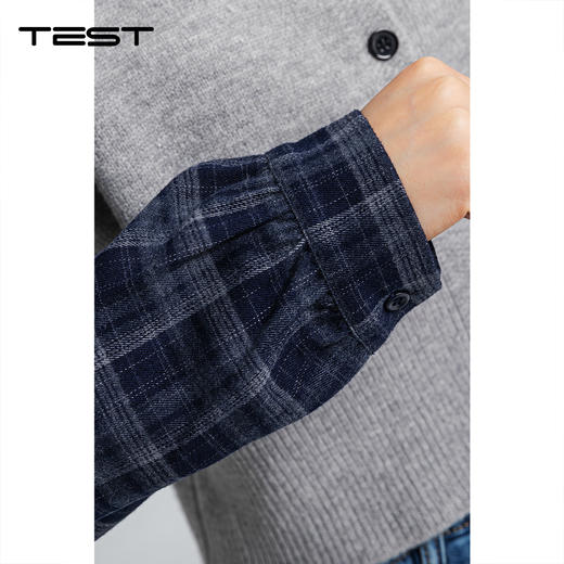 春上新格纹拼接针织马甲显瘦小衫1261035 商品图3