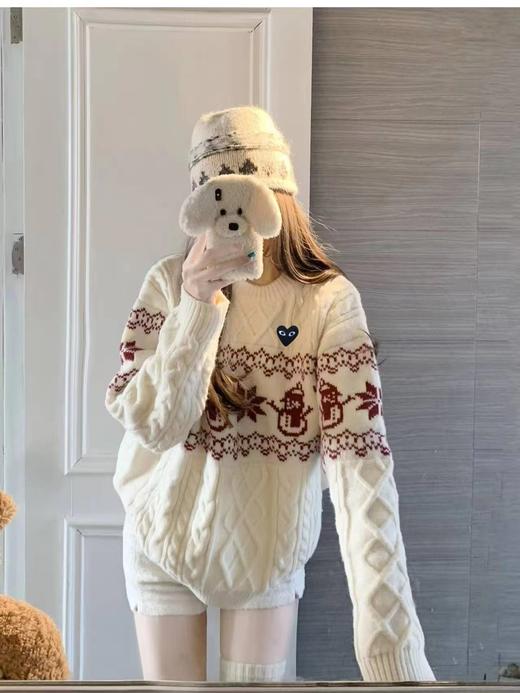 F020542复古圣诞风费尔岛提花毛衣针织衫 商品图7