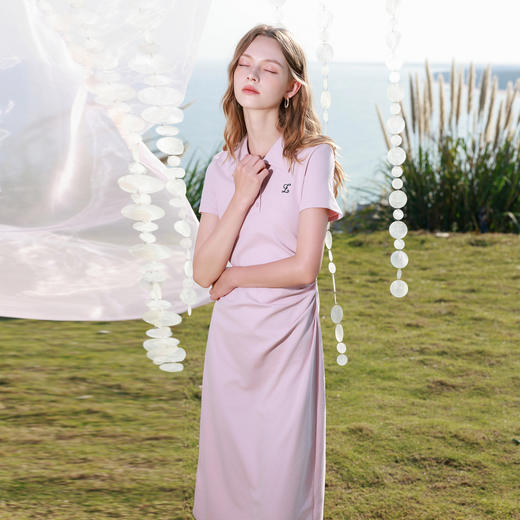 三彩2026春季新款刺绣连衣裙短袖收腰A字裙中长休闲M 商品图2