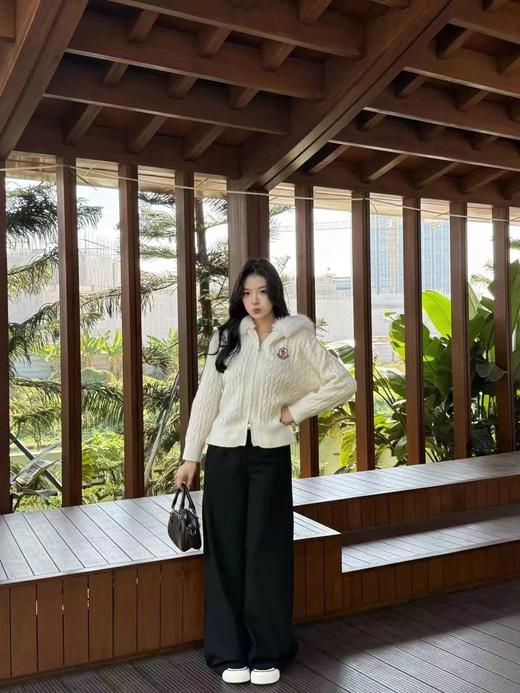 F020541绞花毛领刺绣拉链针织毛衣外套开衫 商品图9