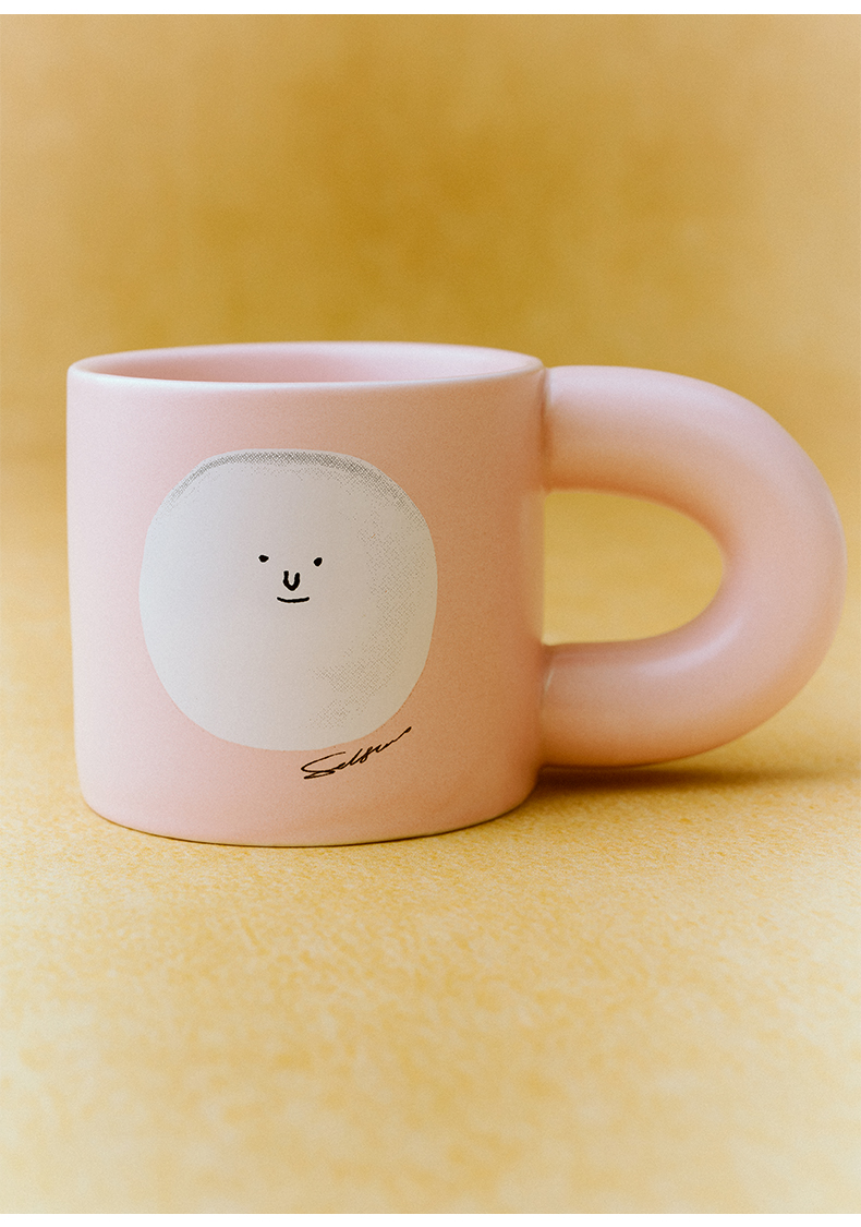 SELFWHO创意可爱笑脸陶瓷杯子2025秋新款大容量个性咖啡杯马克杯
