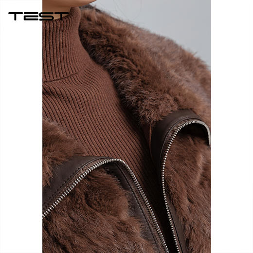 春上新高端大翻领拼接毛绒气质上衣绒外套2261017 商品图2