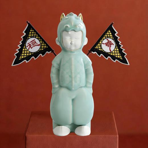 【旗开得胜】青瓷马公仔非遗传承手工马年生肖摆件 开业贺礼乔迁礼品 家居茶室装饰 商品图0