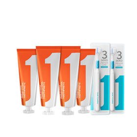 超值4支 赠2个牙刷 亮白/酷爽牙膏100g*4支+牙刷*2个  A-5793（效期28-9）