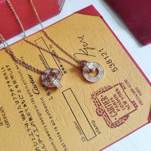 F020518满满的锆钻闪闪发光满钻双环圆饼项链 商品图4