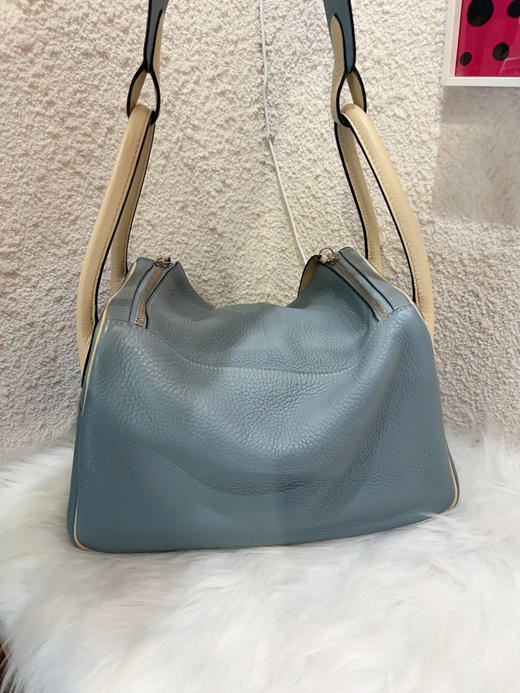 爱马仕 lindy 26 白拼蓝 银扣 togo皮 单肩包 商品图1