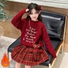 女童毛衣套装秋冬款洋气红色新年装拜年服连衣裙儿童百褶裙两件套 商品缩略图1