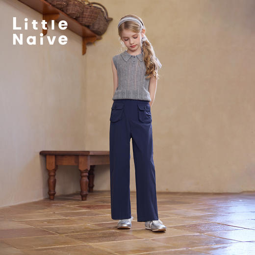 【云优选】Little Naive女童运动工装裤春季新款防晒凉感休闲裤儿童宽松裤 商品图3