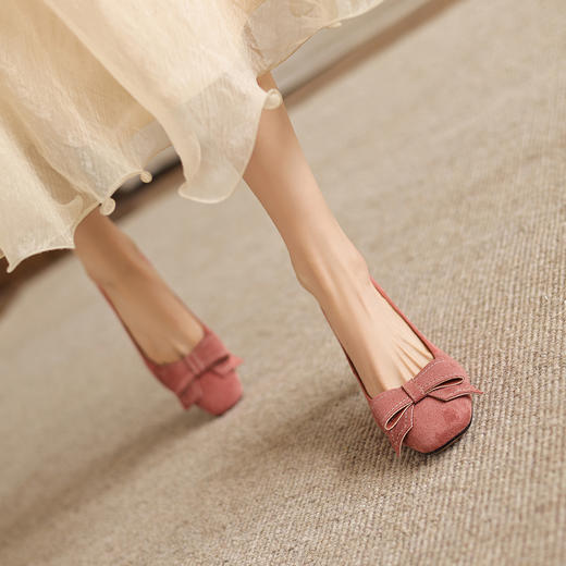 阿么手工女鞋2026春季优雅蝴蝶结浅口单鞋百搭新款气质高跟鞋8CM 商品图4