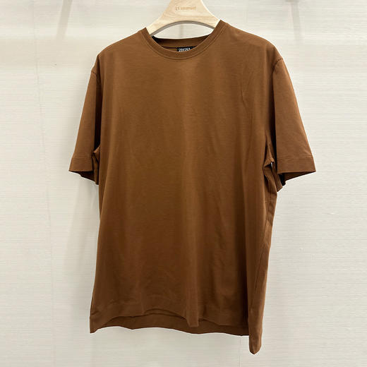 ZEGNA 杰尼亚 男士棉质圆领短袖T恤 棕色 UH360A3 H765NL N05 商品图0