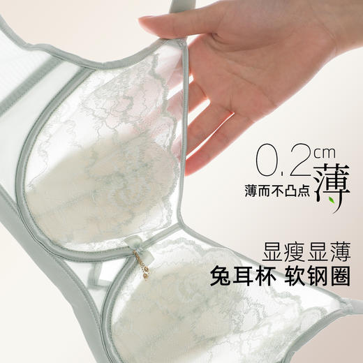 【B杯专研】熳洁儿 兔耳杯大胸显小内衣超薄透气性感蕾丝软钢圈聚拢防下垂26261521 商品图1