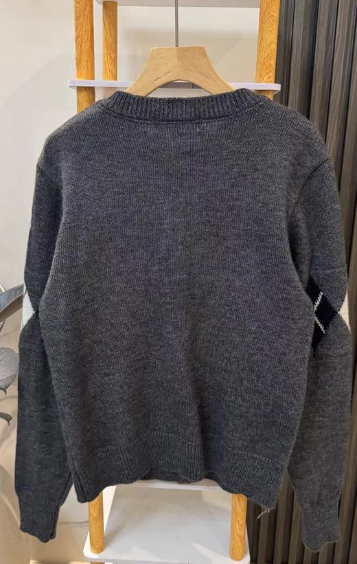 F020545复古减龄学院风圆领格纹针织开衫毛衣 商品图12
