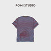 ROMI STUDIO"休闲复古"100%棉亲肤条纹撞色v领短袖T恤 RWDRSU1535 商品缩略图2