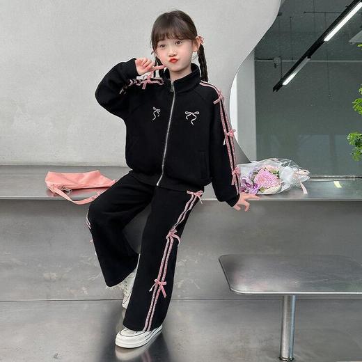 女童秋装运动套装休闲新款儿童蝴蝶结洋气时髦开衫时尚卫裤两件套 商品图1