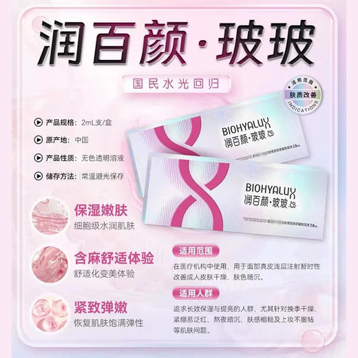 润百颜·玻玻水光2ml一支/盒深透润！超纯玻尿酸+科学含麻保湿补水滋润 商品图0