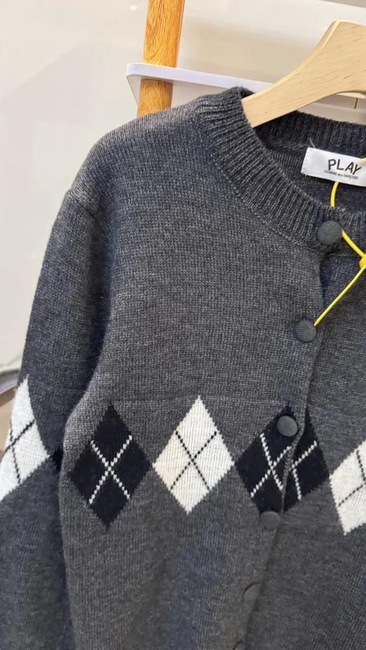F020545复古减龄学院风圆领格纹针织开衫毛衣 商品图9
