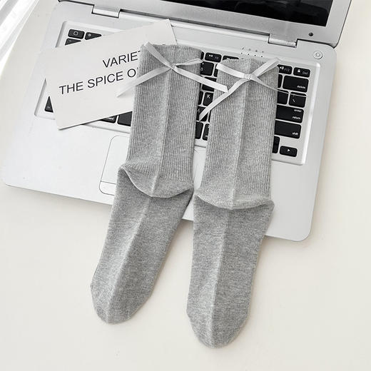 基础-简约侧边蝴蝶结纯色女袜-纪念日百货门店同款170093158 商品图5