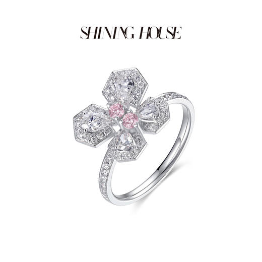 FLY·永恒之环系列 ShiningHouse[培育] 18k金钻石戒指 粉钻圆钻形人工真钻人造钻石K金戒指时尚钻石女戒【此商品不支持7天无理由退货退款】预计3日发货 商品图1