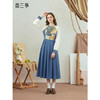 两三事梵高文艺蓝色独白2026春新款拼色插肩袖百褶裙摆印花连衣裙 商品缩略图0