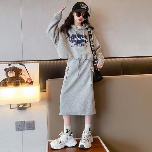 女童秋装套装裙童装12岁初中生女孩时髦洋气女大童连帽卫衣半身裙 商品图3