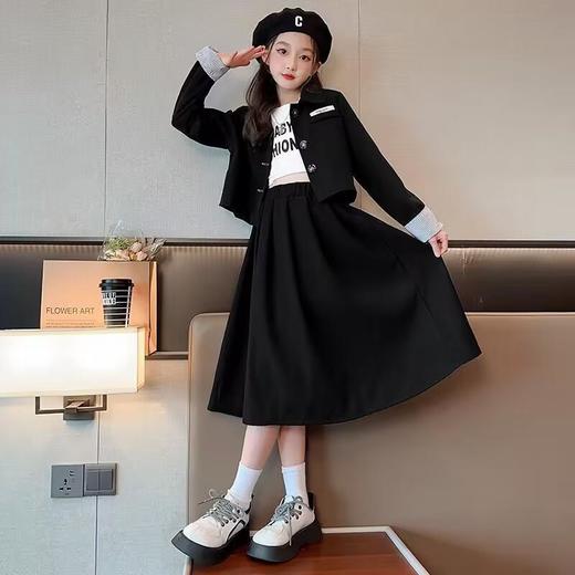 女童秋装套装时髦新款中大儿童韩系西装外套洋气半身裙两件套童装 商品图3