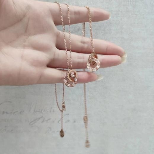 F020518满满的锆钻闪闪发光满钻双环圆饼项链 商品图3