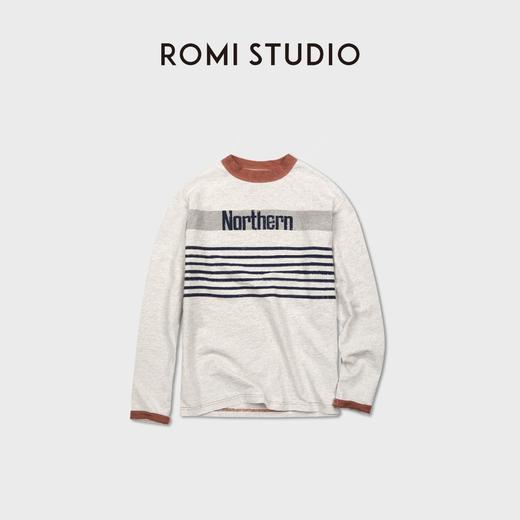 ROMI STUDIO“美式街头”色织定染竹节棉撞色做旧印花T恤RWCASY6440 商品图1
