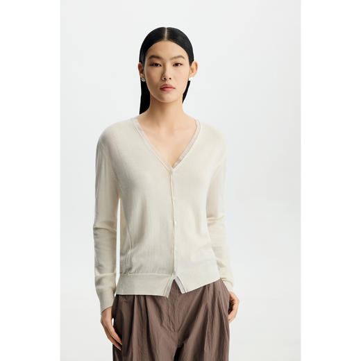 商场同款PURE TOUCH女装26春夏新款v领针织开衫对襟蕾丝宽松外搭 商品图2