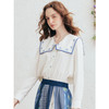 两三事 旷野晴空 2026春季新款小清新印花织带海军领长袖衬衫女 商品缩略图2