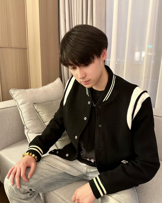 YSL圣*兰男女款羊毛条纹棒球服夹克020501 商品图7