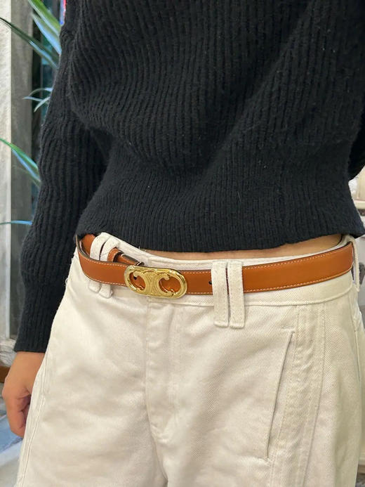 Celine 凯旋门 75 金棕 牛皮 腰带 商品图1