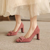 阿么手工女鞋2026春季优雅蝴蝶结浅口单鞋百搭新款气质高跟鞋8CM 商品缩略图1