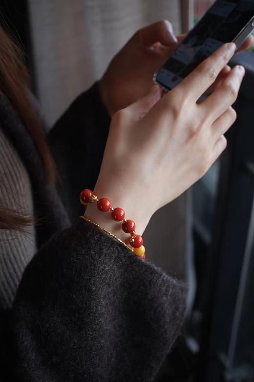 【宫里上新】代代有福 设计款新年满肉柿子红南红手串 JY 商品图3