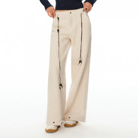 Ariseism 美式复古设计感挂绳米色摇粒绒休闲长裤女秋冬新款裤子