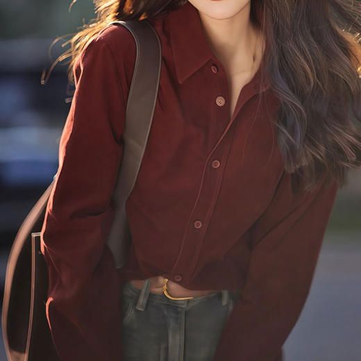 安哥拉红灯芯绒衬衫，灯芯绒面料，自带复古滤镜【G】 商品图0
