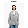 SELFWHO安哥拉兔毛羊毛混纺灰色V领针织开衫女2026春新款宽松毛衣 商品缩略图0