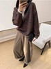 F020546慵懒松弛感咖色连帽半拉链针织衫 商品缩略图3