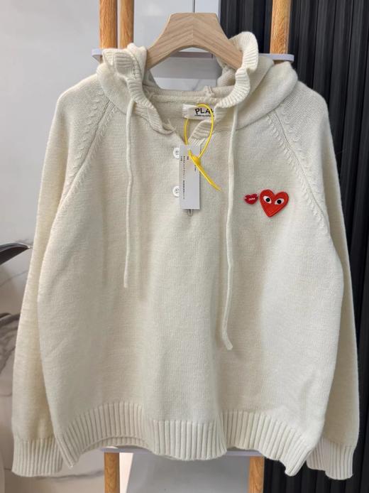 F020550休闲甜美红色爱心+眼睛刺绣图案连帽针织开衫 商品图0