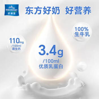 欧德堡（Oldenburger）3.4g蛋白全脂纯牛奶1L*12盒 家庭装 早餐奶 性价款 商品图0