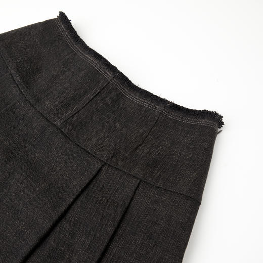 ROMI STUDIO“文艺复古”羊毛定纱棕调打褶毛边半身裙 RWCWXJ5710 商品图3