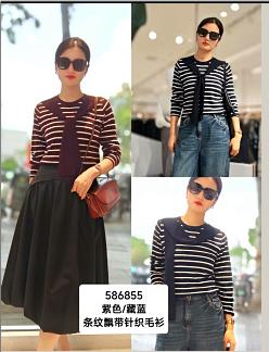 586855春上新 条纹飘带毛衫 商品图0