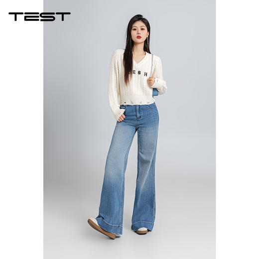 春上新时尚显瘦显高微喇轻阔牛仔裤3261005 商品图1