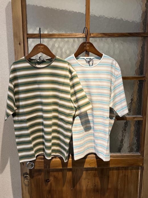 AURALEE 渐变色彩条纹短袖T恤 商品图4