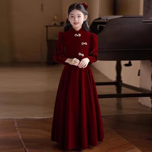 女童礼服秋冬新款红色连衣裙洋气生日公主裙小女孩过年服儿童裙子 商品图4