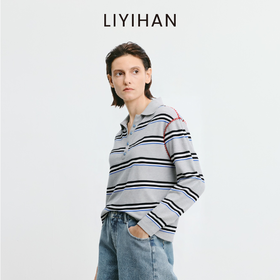 LIYIHAN序章 2026春季新款长款条纹T恤通勤宽松上衣防晒百搭舒适